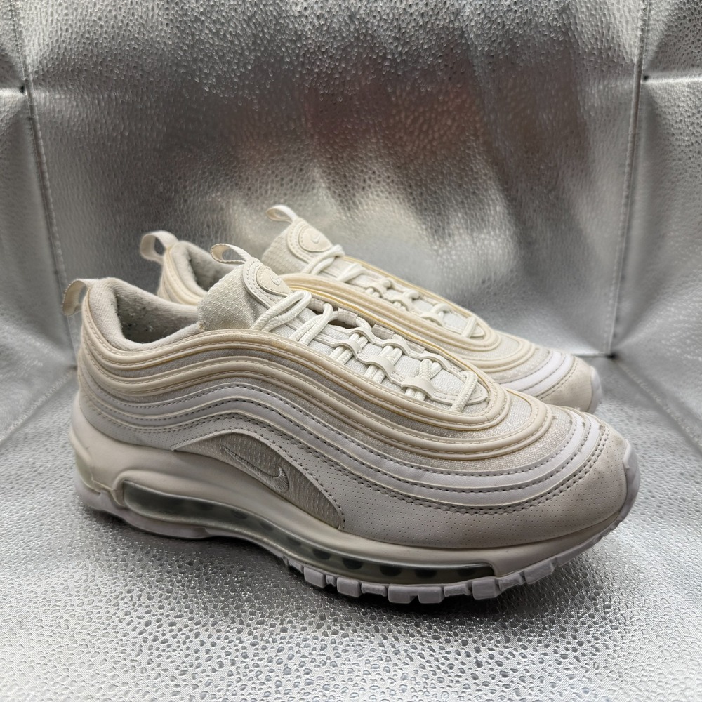 Size 5Y Nike Air Max 97 Triple White Metallic Kids‎ Athletic Shoes 921522-104